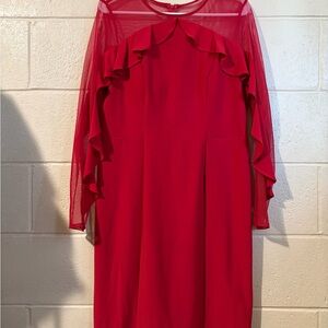 R&M Richards Red Ruffle Sleeve Dress